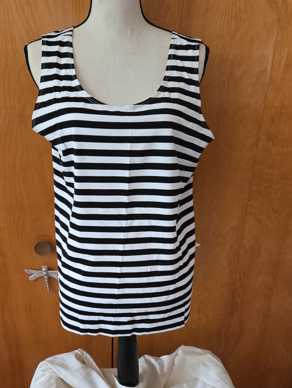 Chico's Black and White Striped Tank Top